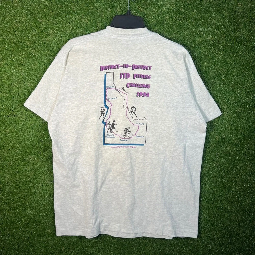 Vintage 1994 ITD Fitness Challenge Idaho‎ T Shirt XL Fruit of the Loom Ash Gray